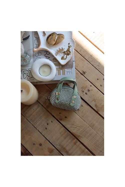 mint yeşili zımbalı mini maskot bozuk para cüzdanı