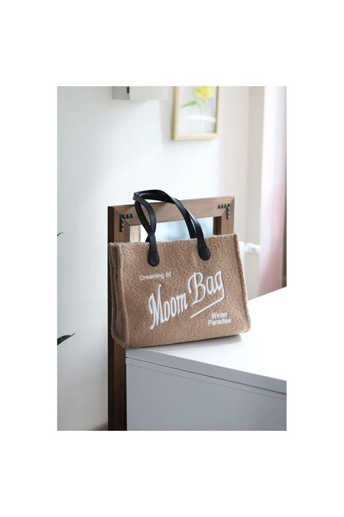 Kadın Vizon Peluş Büyük Boy Omuz Çantası