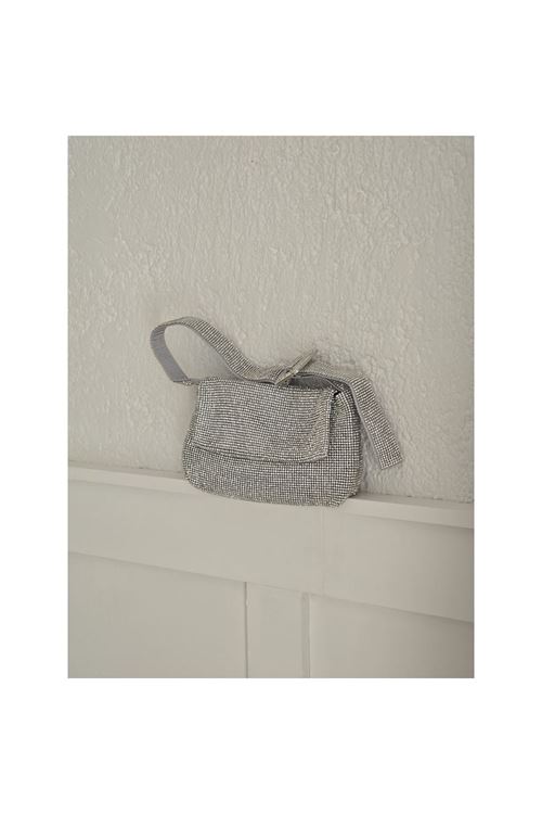 Kadın Silver Toka Detaylı Taş Dokuma Omuz Çantası