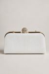 beyaz simli gold topaz aksesuarlı abiye zincirli clutch çanta