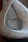 Silver Metal Baklava Desenli Zincirli Omuz Çantası
