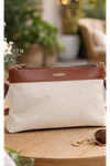 Krem Massini Keten Pouch El Çantası